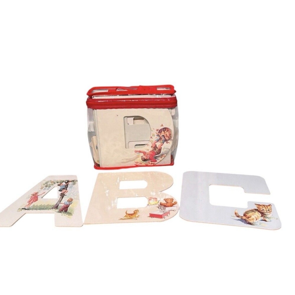 Retro Dick & Jane Alphabet A-Z Shaped Letter Recognition Cardboard Books w/Bag